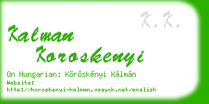 kalman koroskenyi business card